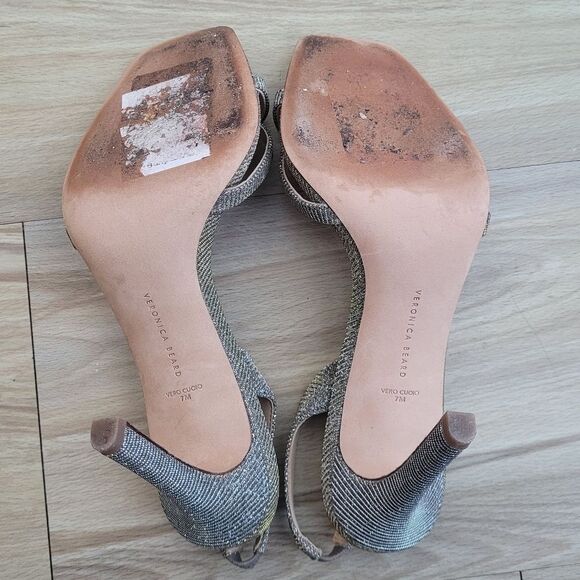 Veronica Beard Analita Slingback Sandal Metallic Heels Size 7 - Picture 4 of 5